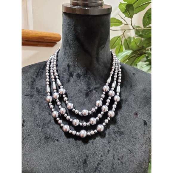 Women's Triple Standard Round Silver Balls Modern Necklace Pendant - Picture 8 of 8